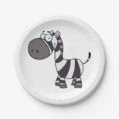 Cute Cartoon Zebra Funny Animal Character ペーパープレート (正面)