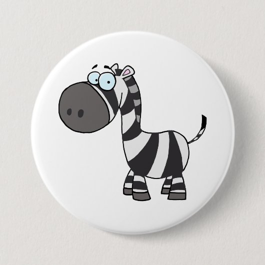 Cute Cartoon Zebra Funny Animal Character 缶バッジ (正面)
