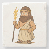 Cute Cartoon Zeus – Greek Mythology God of Thunder ストーンコースター (正面)