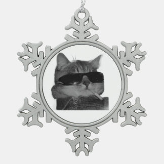 cute cat スノーフレークピューターオーナメント