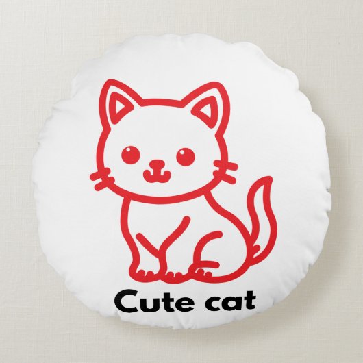 Cute Cat 16” Round Throw Pillow ラウンドクッション (正面)