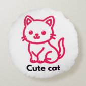 Cute Cat 16” Round Throw Pillow ラウンドクッション (裏面)