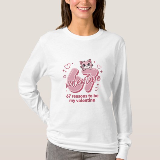 Cute cat 67 valentine tシャツ (正面)