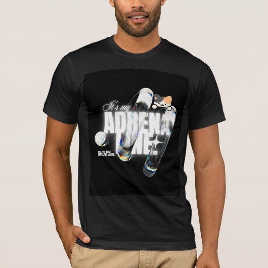 Cute cat & Adrenaline design t-shirt Tシャツ (正面)