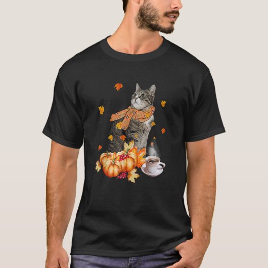 Cute Cat Amp Pumpkin Spice  Cat  Fall Thanksgiving Tシャツ (正面)