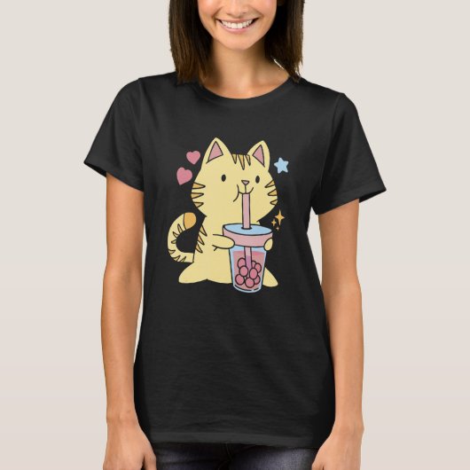 Cute Cat And Boba Tシャツ (正面)