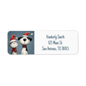 Cute Cat and Dog Christmas Address ラベル (正面)