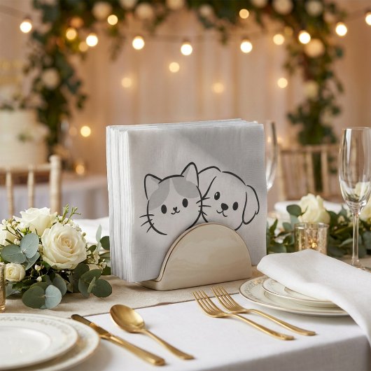 Cute Cat and Dog Friends Rustic 薄葉紙