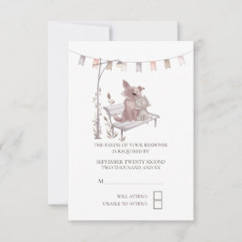 Cute Cat And Dog on Park Bench RSVP'結婚s 出欠カード