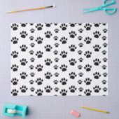 Cute Cat and Dog Pet Paw Prints Black White 薄葉紙 (クラフト)