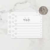 Cute Cat and Dog Pet Paw Prints Lined Monogram ノートカード (正面/裏面インサイチュ)