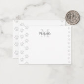 Cute Cat and Dog Pet Paw Prints Monogram ノートカード (正面/裏面インサイチュ)