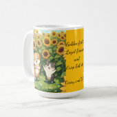 Cute Cat and Dog Sunflower Field Mug コーヒーマグカップ (正面左)
