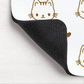 Cute Cat and Heart Pattern Brown on White マウスパッド (コーナー)
