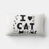Cute Cat and Paw Print Home Decor ランバークッション (裏面)