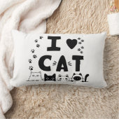Cute Cat and Paw Print Home Decor ランバークッション (ブランケット)