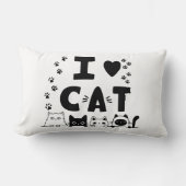 Cute Cat and Paw Print Home Decor ランバークッション (正面)
