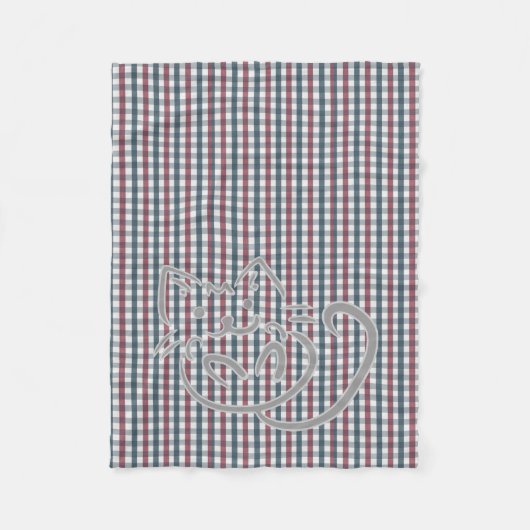 Cute Cat and Plaid Pattern フリースブランケット (正面)