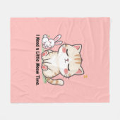 Cute Cat and Rabbit "I Need a Little Meow Time"  フリースブランケット (正面(横))