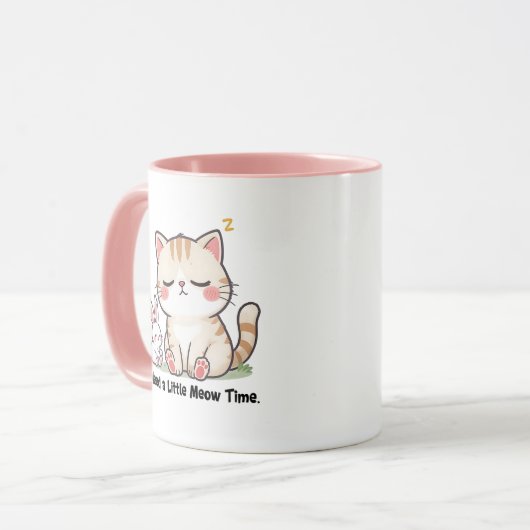 Cute Cat and Rabbit "I Need a Little Meow Time"  マグカップ (正面左)