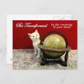 Cute Cat and Romans 12:2聖書の詩はがき ポストカード (正面/裏面)