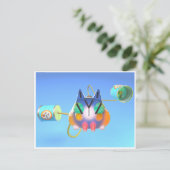 Cute cat and tin can telephone made from soup cans ポストカード (スタンド正面)