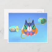 Cute cat and tin can telephone made from soup cans ポストカード (正面/裏面)