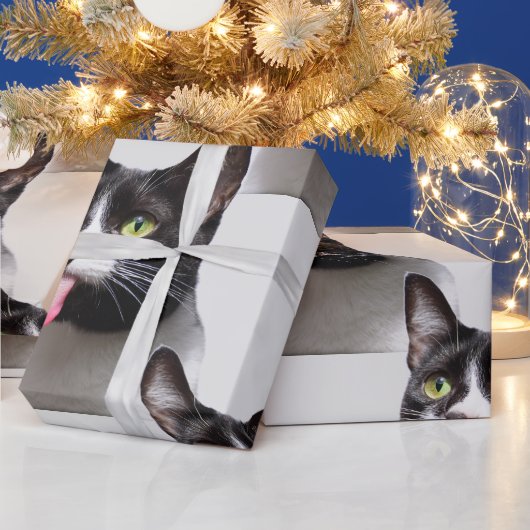 Cute Cat Animal Pet Sticking Tongue Out ラッピングペーパー (クリスマス)