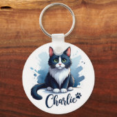 Cute Cat Artwork Keychain – Gift for Animal Lovers キーホルダー (正面)