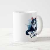 Cute Cat Artwork Mug – Gift for Animal Lovers ジャンボコーヒーマグカップ (正面右)