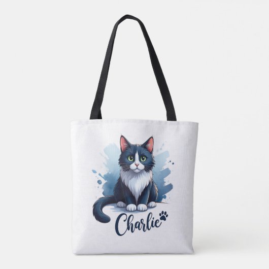 Cute Cat Artwork Tote – Gift for Cat Lovers トートバッグ (裏面)