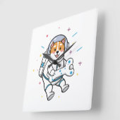 Cute Cat Astronaut in Space Wall Clock スクエア壁時計 (傾斜)