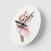 Cute Cat Ballerina Nursery Door Sign Personalized ラウンド壁時計 (傾斜)