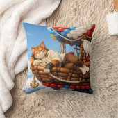 Cute Cat Balloon Adventure Kids Pillow Decor クッション (ブランケット)