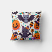 Cute cat bat halloween party クッション (正面)