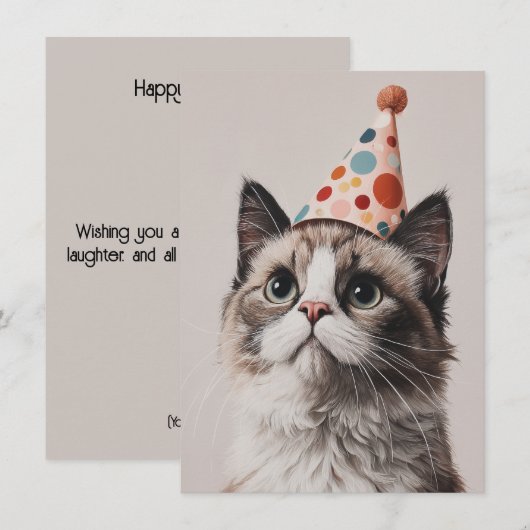Cute Cat Birthday Card (正面/裏面)
