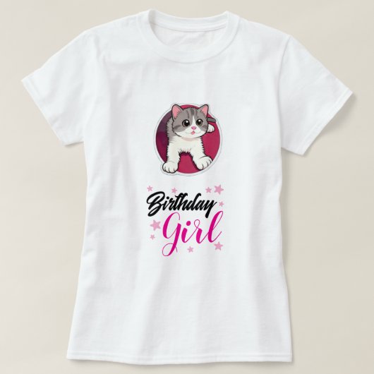 Cute Cat Birthday Girl Graphic T-Shirt Tシャツ (デザイン正面)