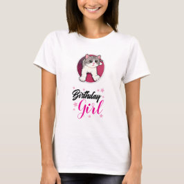 Cute Cat Birthday Girl Graphic T-Shirt Tシャツ
