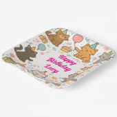 Cute Cat Birthday Party Plate with Custom Name ペーパープレート (傾斜あり)