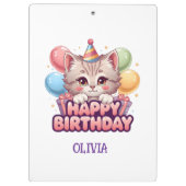 Cute Cat Birthday Personalized Girl's クリップボード (裏面)