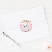 Cute cat birthday sticker  ラウンドシール (封筒)