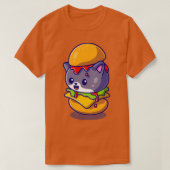 Cute Cat Burger Cartoon Tシャツ (デザイン正面)