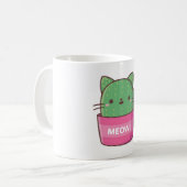 Cute Cat Cactus Plant Pun コーヒーマグカップ (正面左)