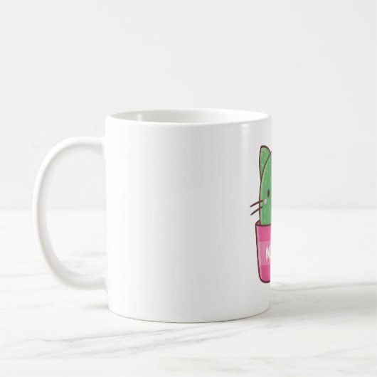 Cute Cat Cactus Plant Pun コーヒーマグカップ (左)