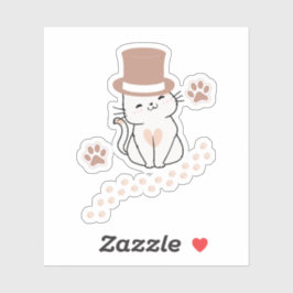 CUTE CAT CAT LOVERS HAT, FLOWER CAT  シール
