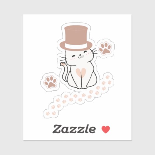 CUTE CAT CAT LOVERS HAT, FLOWER CAT  シール (シート)