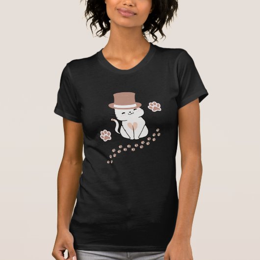 CUTE CAT CAT LOVERS HAT, FLOWER CAT  Tシャツ (正面)