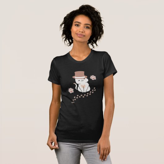 CUTE CAT CAT LOVERS HAT, FLOWER CAT  Tシャツ (正面フル)