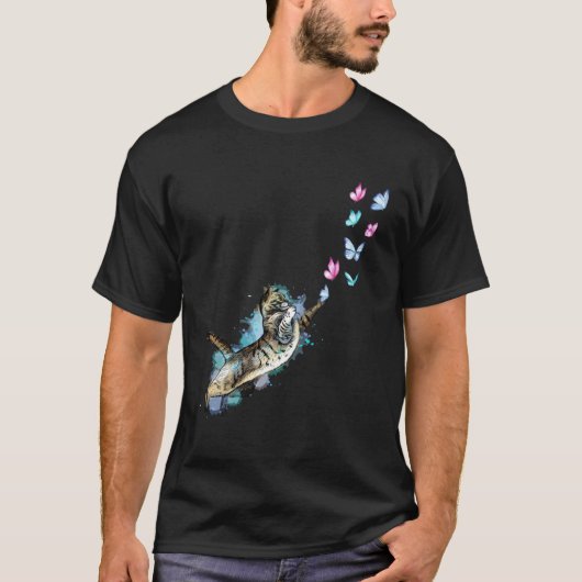 Cute Cat Catching Butterfly Kittens  Kitty Adoptio Tシャツ (正面)