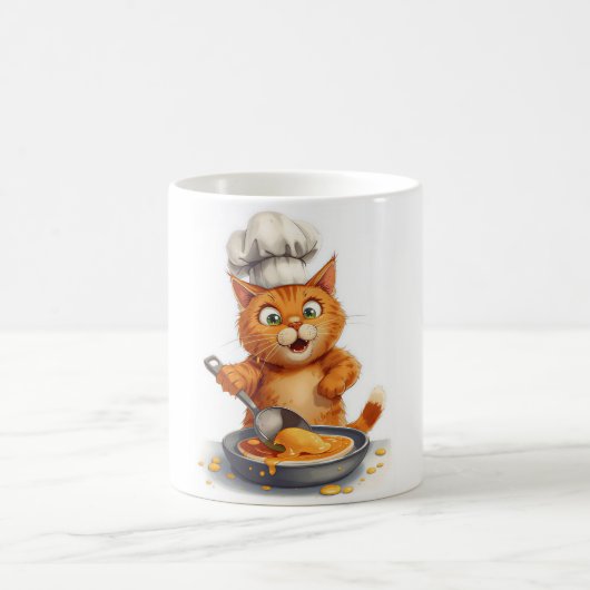 Cute Cat Chef Making Pancakes コーヒーマグカップ (中央)